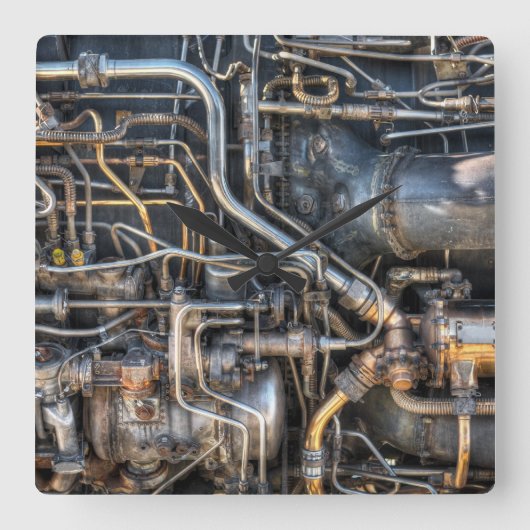 Steampunk-Rohrleitungen Quadratische Wanduhr (Vorderseite)