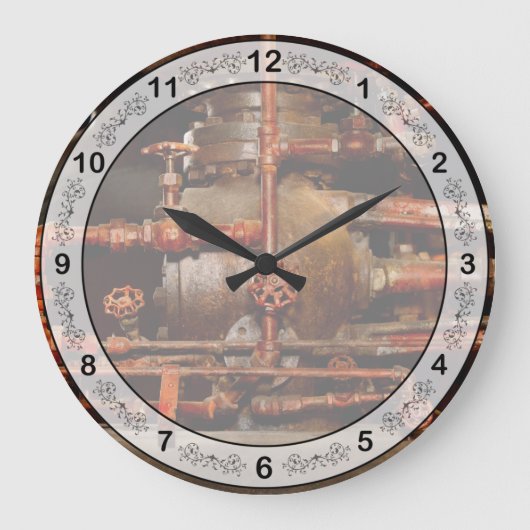 Steampunk - Rohrträume Große Wanduhr (Vorderseite)