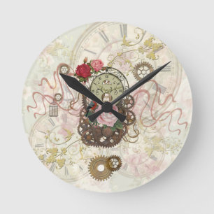 Steampunk Romantic Runde Wanduhr
