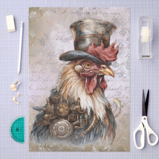 Steampunk Rooster Seidenpapier (Handwerk)