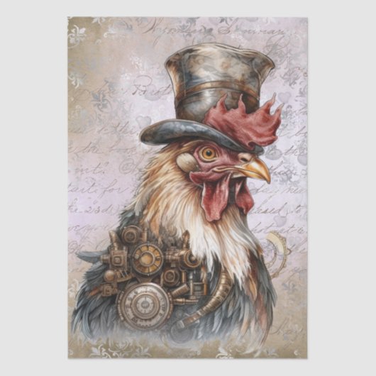 Steampunk Rooster Seidenpapier (Vorderseite)