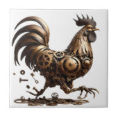 Steampunk Rooster Tile Fliese (Vorderseite)