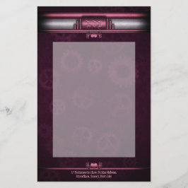 Steampunk, rosa Herzen an Gängen, Monogramm Briefpapier