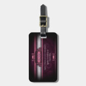 Steampunk, rosa Herzen auf Gängen mit Monogramm Gepäckanhänger (Vorderseite vertikal)