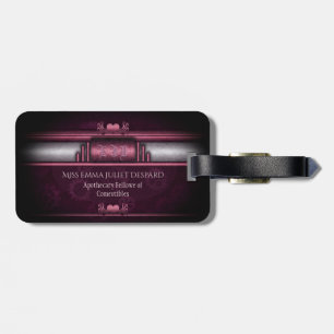 Steampunk, rosa Herzen auf Gängen mit Monogramm Gepäckanhänger