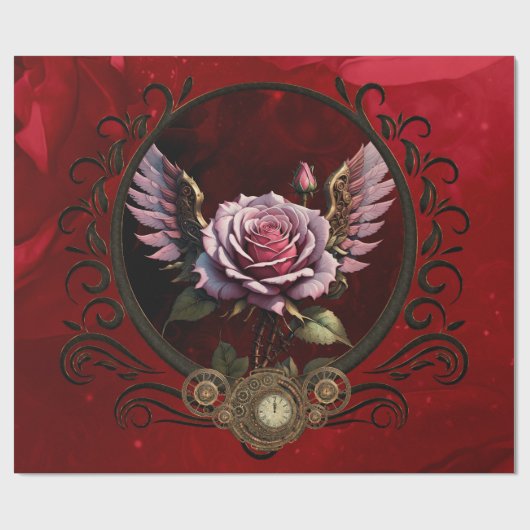 Steampunk-Rose Geschenkpapier (Flach)