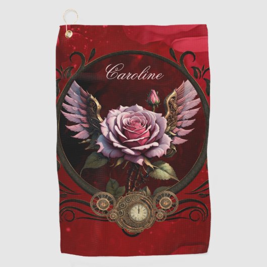 Steampunk-Rose Golfhandtuch (Vorderseite)
