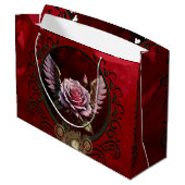 Steampunk-Rose Große Geschenktüte (Rückseite Schrägansicht)