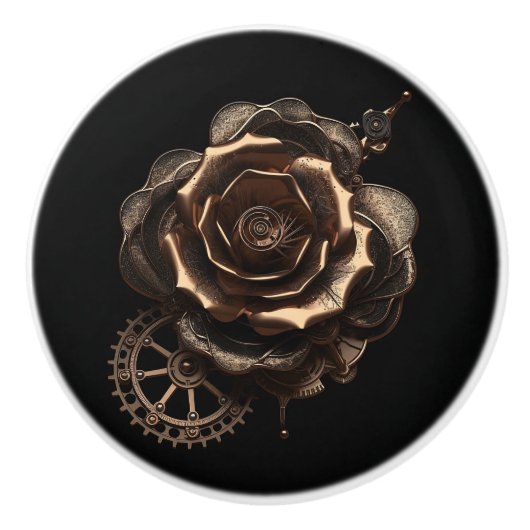 Steampunk-Rose Keramikknauf (Vorderseite)