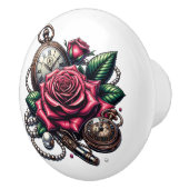 Steampunk Rose, Metal Key and Pocket Watch Keramikknauf (Rechts)