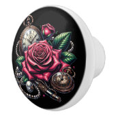 Steampunk Rose, Metal Key and Pocket Watch Keramikknauf (Rechts)