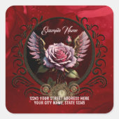 Steampunk-Rose Quadratischer Aufkleber (Vorderseite)