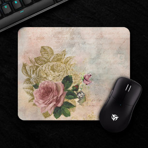 Steampunk-Rose Rosa und Gold ausgezeichnet Mousepad