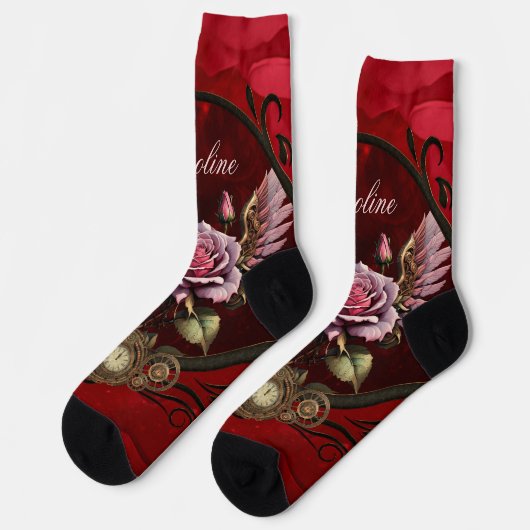 Steampunk-Rose Socken (Linkes Detail)