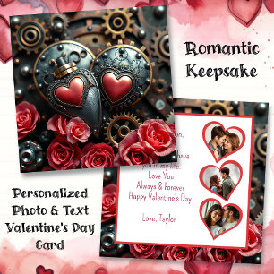 Steampunk-Rosen Valentinstag Fotovorlage Karte