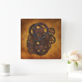 Steampunk rostige Gänge Quadratische Wanduhr (Zuhause)