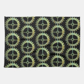 Steampunk rostige Zahnräder Geschirrtuch (Horizontal)