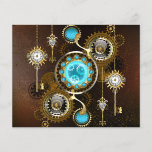 Steampunk-Rostiger Hintergrund mit Türkisgläsern Flyer