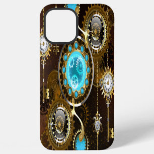 Steampunk-Rostiger Hintergrund mit Türkisgläsern iPhone 12 Pro Max Hülle