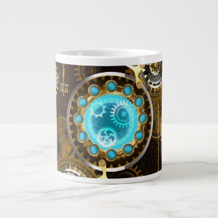Steampunk-Rostiger Hintergrund mit Türkisgläsern Jumbo-Tasse