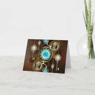 Steampunk-Rostiger Hintergrund mit Türkisgläsern Karte