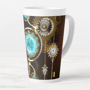 Steampunk-Rostiger Hintergrund mit Türkisgläsern Milchtasse