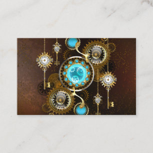 Steampunk-Rostiger Hintergrund mit Türkisgläsern Rabattkarte