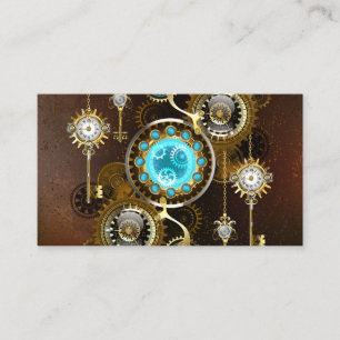 Steampunk-Rostiger Hintergrund mit Türkisgläsern Telefonnummerkarte