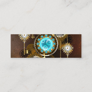 Steampunk-Rostiger Hintergrund mit Türkisgläsern Telefonnummerkarte