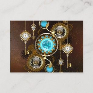 Steampunk-Rostiger Hintergrund mit Türkisgläsern Telefonnummerkarte