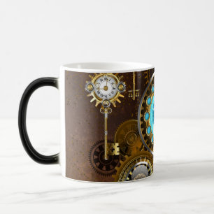 Steampunk-Rostiger Hintergrund mit Türkisgläsern Verwandlungstasse