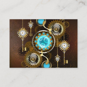 Steampunk-Rostiger Hintergrund mit Türkisgläsern Visitenkarte