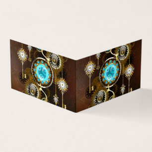 Steampunk-Rostiger Hintergrund mit Türkisgläsern Visitenkarten