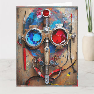 Steampunk Rot Blau Schutzbrille Graffiti Karte