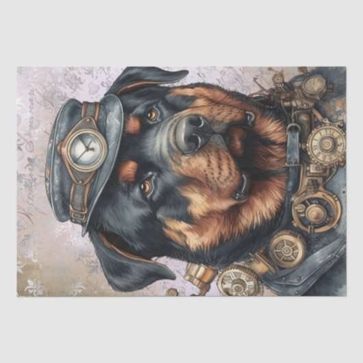 Steampunk Rottweiler Dog Seidenpapier (Vorderseite)