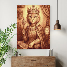Steampunk Royal Cat Vintage Uhrwerk Fantasy   Poster
