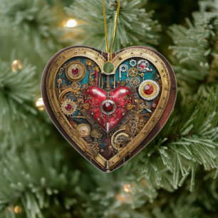 Steampunk Rubine und Dolche Krieger Valentinstag Keramik Ornament