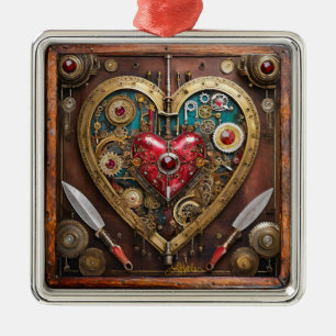 Steampunk Rubine und Dolche Krieger Valentinstag Ornament Aus Metall