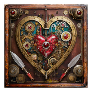 Steampunk Rubine und Dolche Krieger Valentinstag Poster