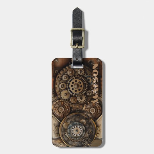 Steampunk-Rucksack und Gepäckmarke Gepäckanhänger (Vorderseite vertikal)
