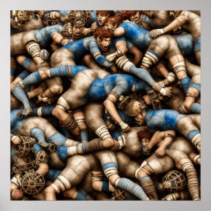 Steampunk Rugby - Rugby Painting Print Poster