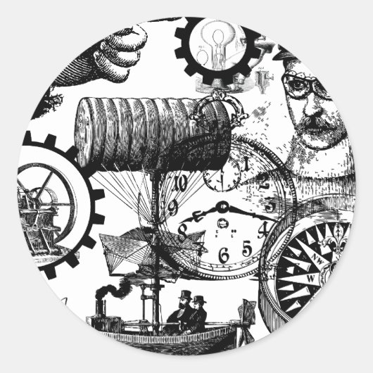 Steampunk Runder Aufkleber (Vorderseite)
