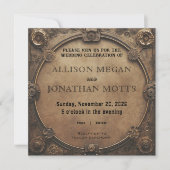 Steampunk Rustic Industrial Wedding Invitation Einladung (Vorderseite)