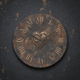 Steampunk-Rustikuhr aus Metall für die Wand Große Wanduhr
