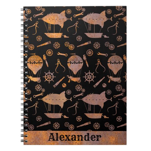 Steampunk Rusty Airships Thema Individuelle Name Notizblock (Vorderseite)