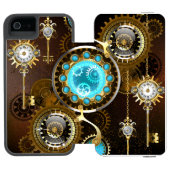 Steampunk Rusty Background with Turquoise Lenses Incipio iPhone Geldbeutel-Hülle (Folio Geöffnet)