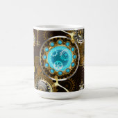 Steampunk Rusty Background with Turquoise Lenses Kaffeetasse (Mittel)