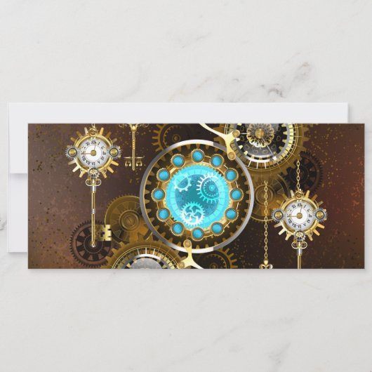 Steampunk Rusty Background with Turquoise Lenses Karte (Vorderseite)
