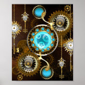 Steampunk Rusty Background with Turquoise Lenses Poster (Vorne)