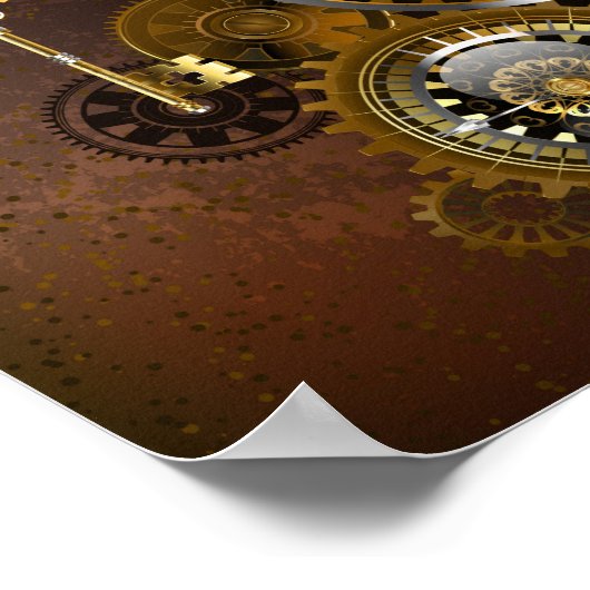 Steampunk Rusty Background with Turquoise Lenses Poster (Ecke)